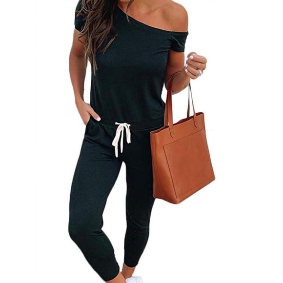 Unbranded Pants - Black Off Shoulder Romper Women’s Medium